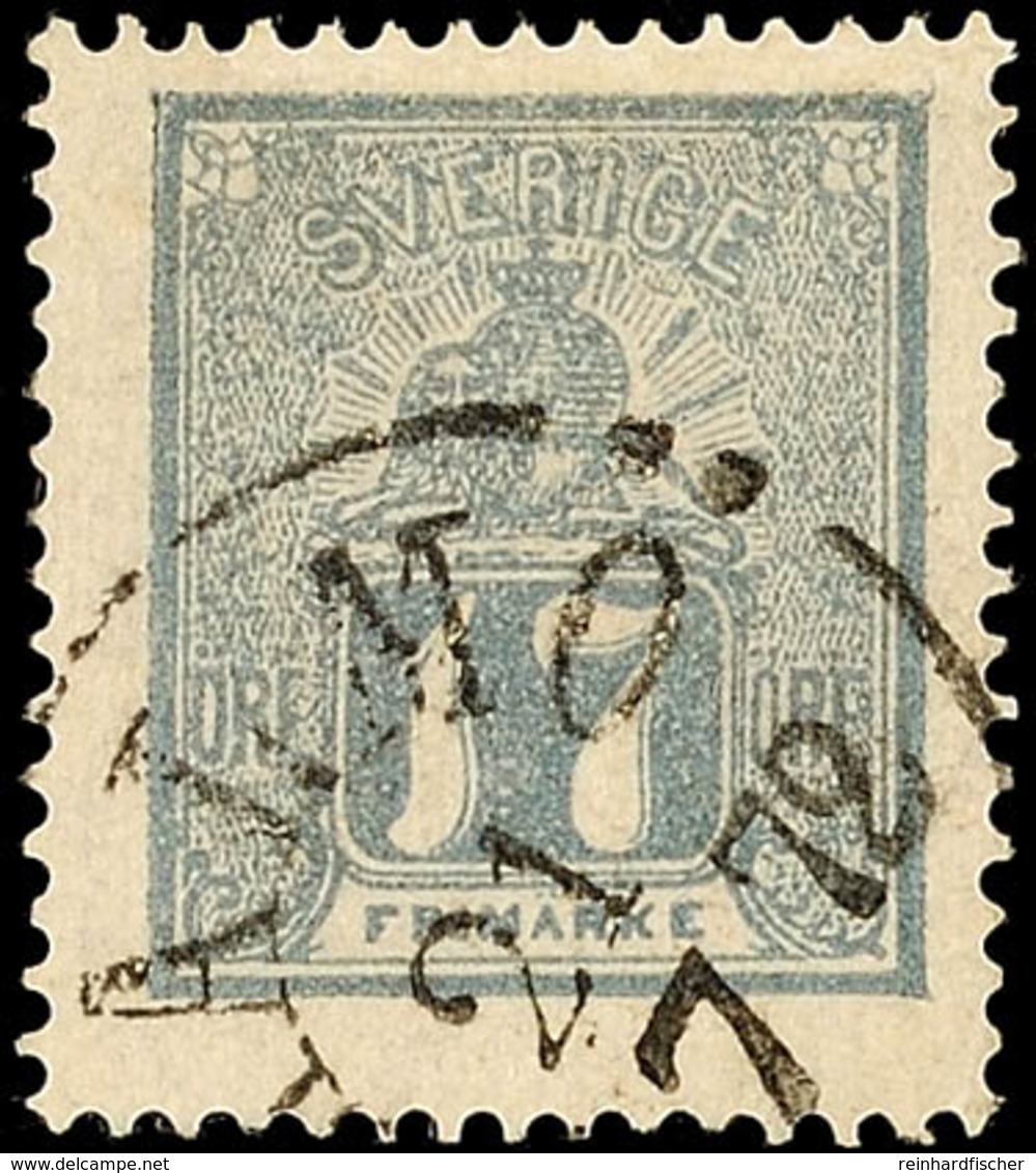 17 Öre Grau, Gestempelt "MALMÖ 21/7 1872", Repariert, Bildseitig Schönes Stück, Mi. 800,-, Katalog: 15b O - Zweden