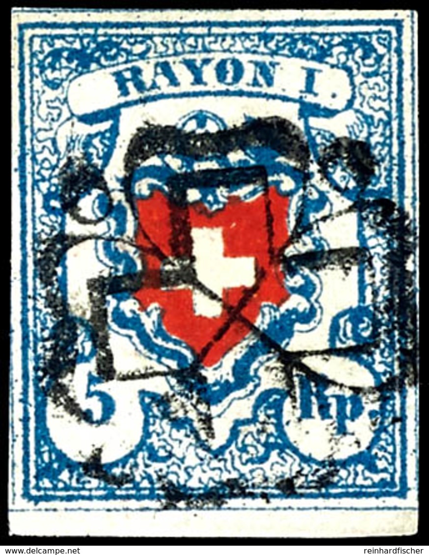 1851, 5 Rp. Rayon I - Kreuzeinfassung Nur Teilweise Vorhanden, Type 34  - Druckstein B2 (LU), Vollrandiges Und Farbfrisc - Other & Unclassified