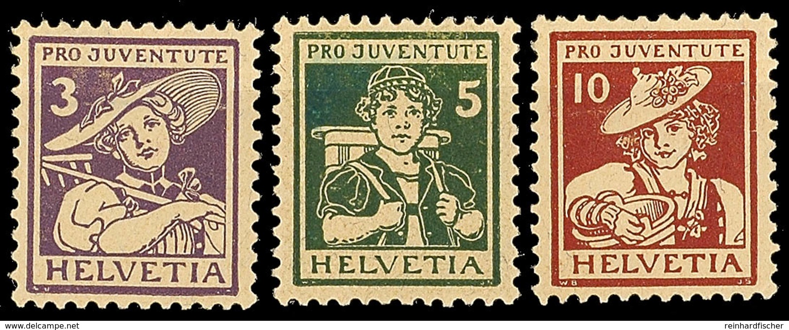 Pro Juventute 1916, Ungebrauchter Kabinettsatz, Mi. 80.-, Katalog: 130/32 * - Other & Unclassified