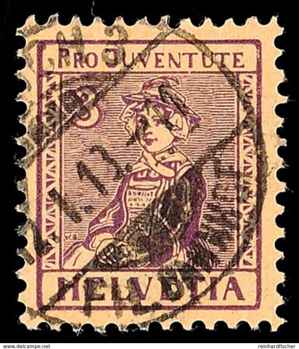 3 C. Pro Juventute 1917, Tadellos Gestempelt, Gepr. Abt BPP, Mi. 70.-, Katalog: 133 O - Other & Unclassified