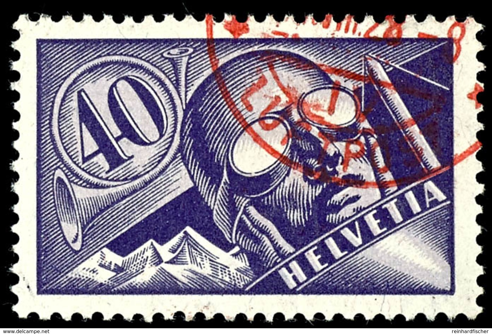 1923, 50 C. Flugpost Mit Plattenfehler I "linke Brilleneinfassung Unterbrochen", Tadellos Gestempelt Mit Rotem K2 "... L - Other & Unclassified