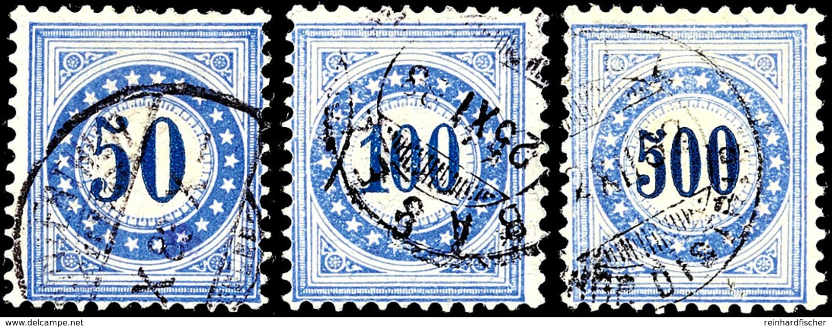 10 Bis 500 C. Ultramarin/dunkelblau, Faserpapier, Kopfstehender Rahmen, Kpl. Satz Tadellos Gestempelt, Mi. 1.505.-, Kata - Postage Due