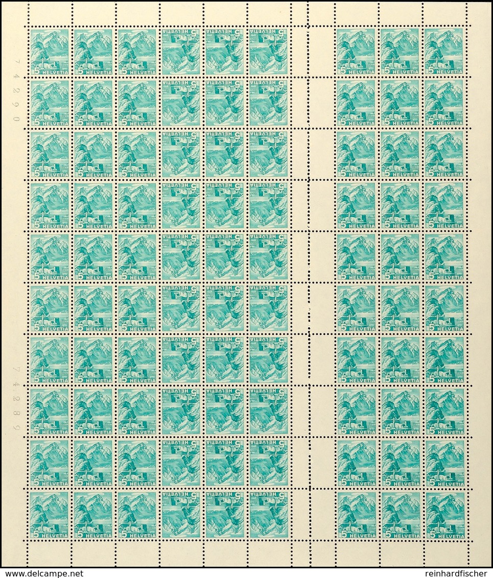 5 Rp. Landschaften 1937, Kpl. Markenheftchenbogen Mit Senkr. Gezähntem Zwischensteg Und Glatter Gummierung, Postfrisch,  - Postzegelboekjes