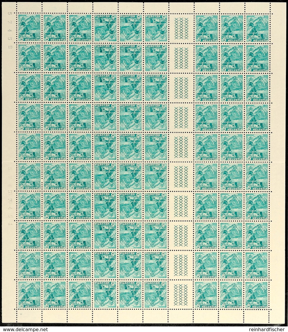 5 Rp. Landschaften 1937, Zwischensteg Mit 3 Kreuzreihen, Postfrisch, Mittig Waager. Gefaltet, Mi. 400,-, Katalog: MHB31y - Postzegelboekjes