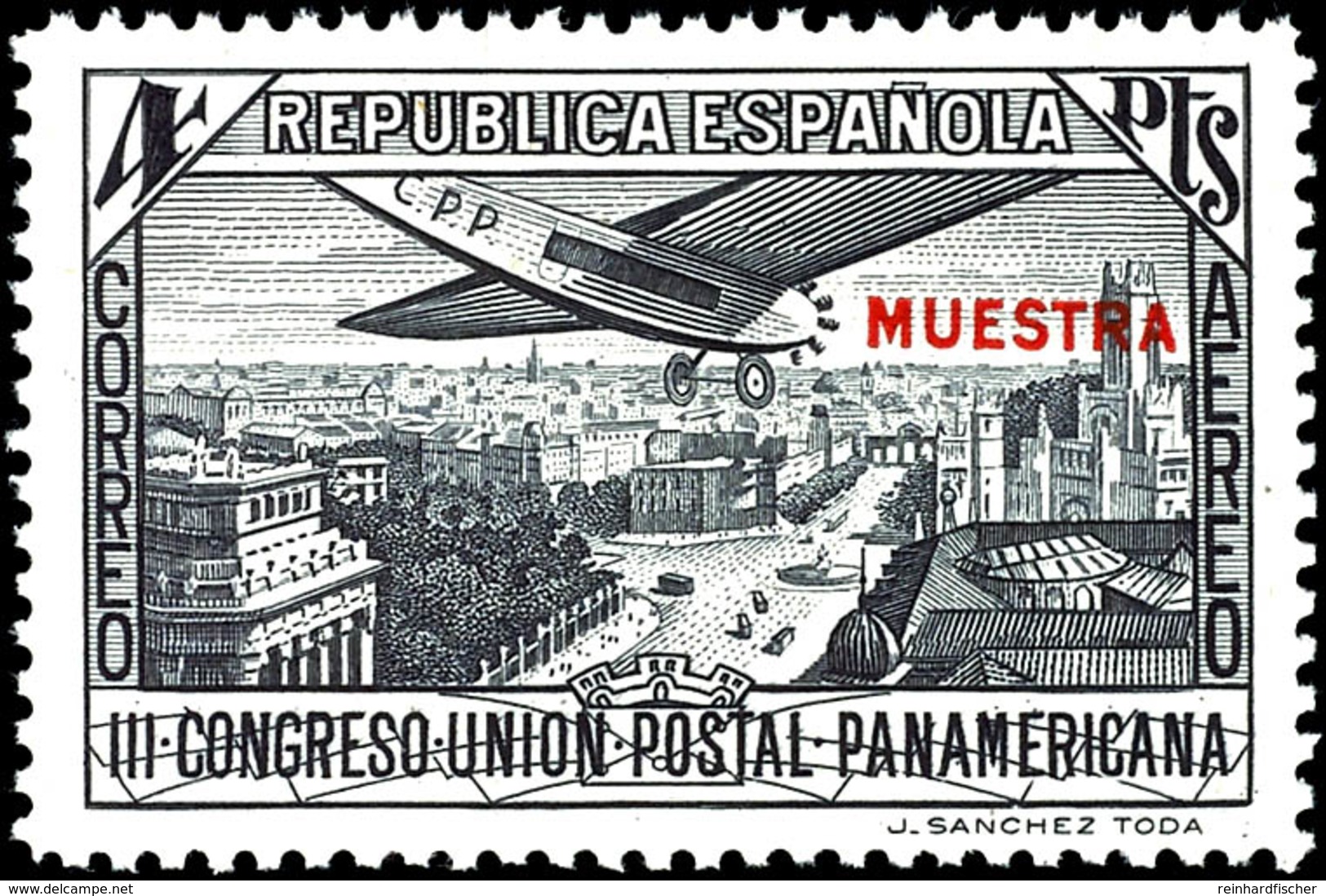 5 C. - 4 Pta Flugpost 1931 Kpl. Mit Aufdruck "MUESTRA", Postfrisch, Pracht, Katalog: 592/97SP ** - Andere & Zonder Classificatie