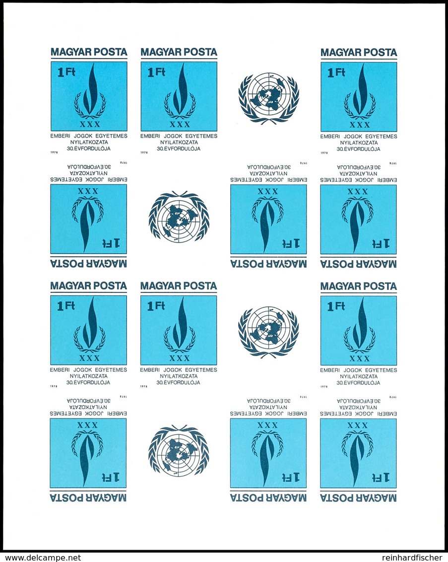 1979, Menschenrechte, Gezähnt Und Ungezähnt, Je Im Kompletten Bogen, Katalog: 3334A,B ** - Hongarije