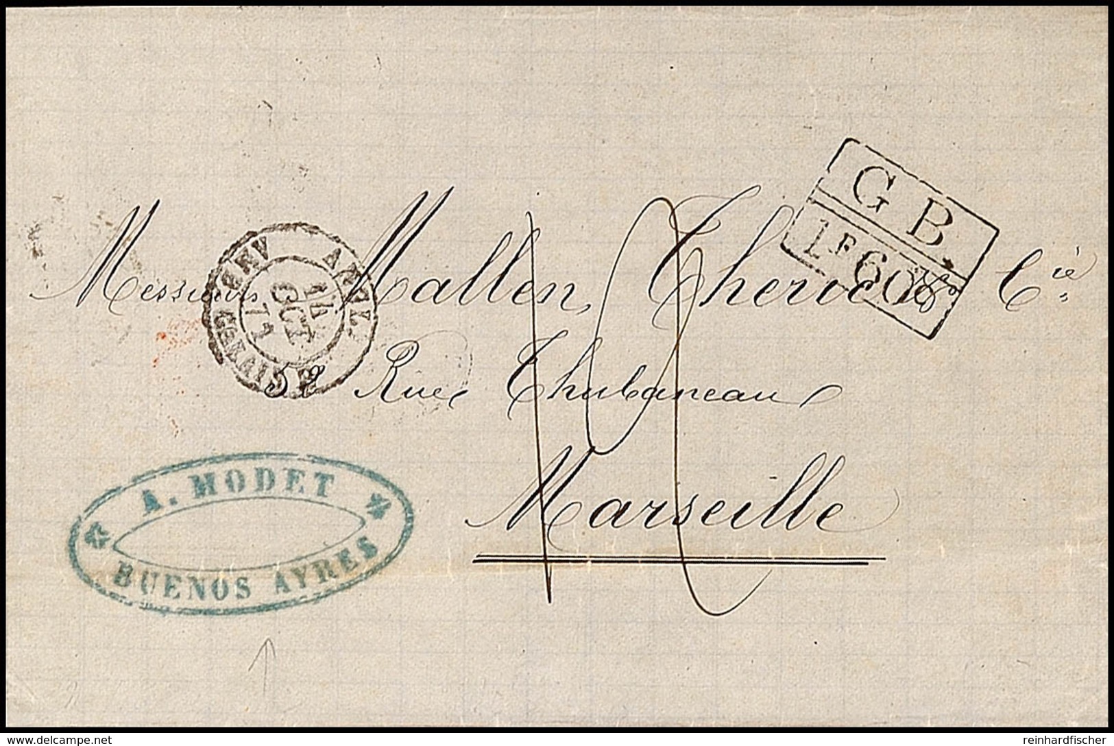 1871, Komplettem Faltbrief Mit Rückseitigem Aufgabe-Stempel BUENOS AIRES 14.9. Via London Mit Tax-Stempel "GB 1 F.60" Un - Other & Unclassified