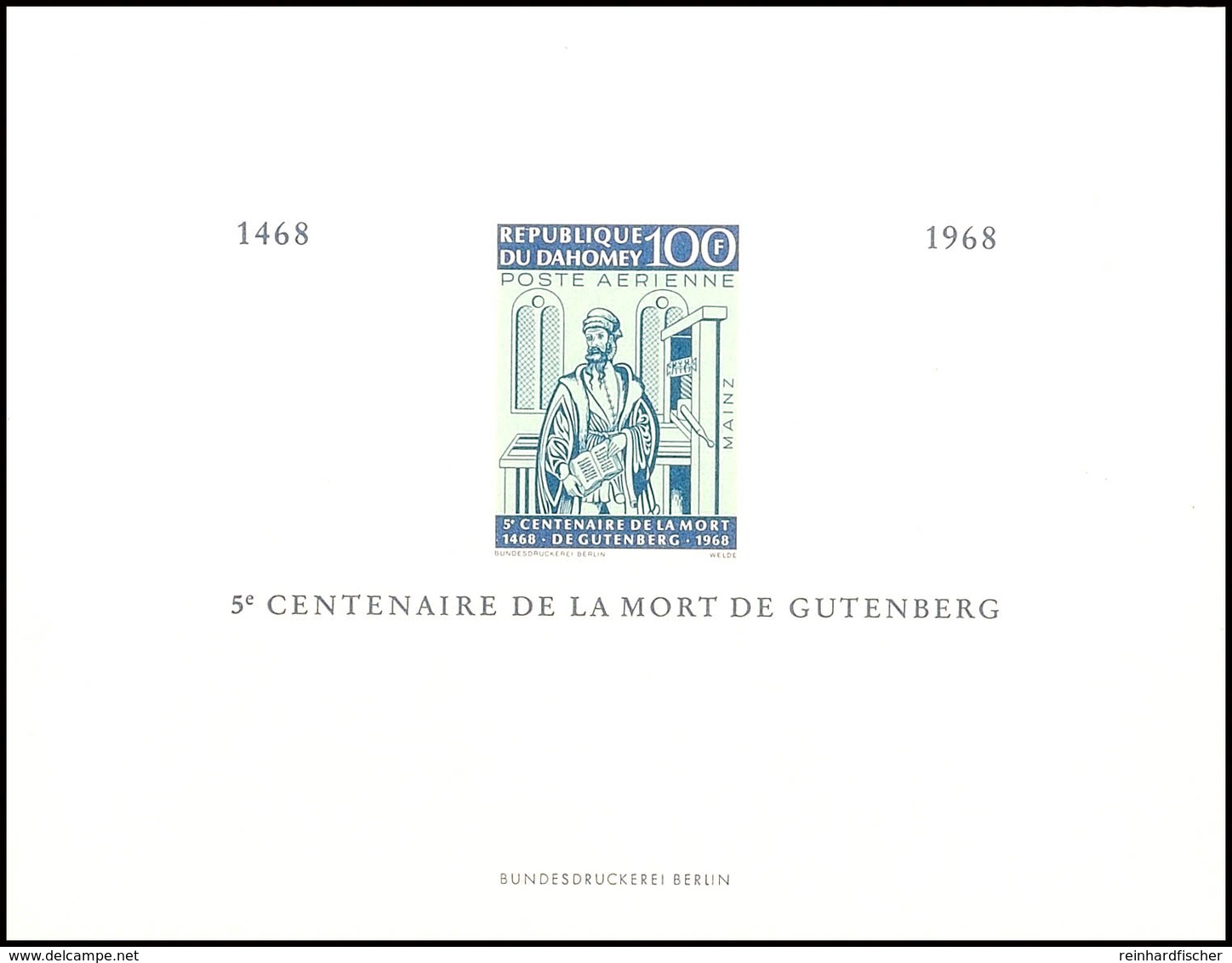 45 F., 100 F. Sowie 45 F. + 100 F. "Gutenberg" In Form Von 3 Ministerblocks, Gedruckt In Der Bundesdruckerei Berlin, Kat - Andere & Zonder Classificatie