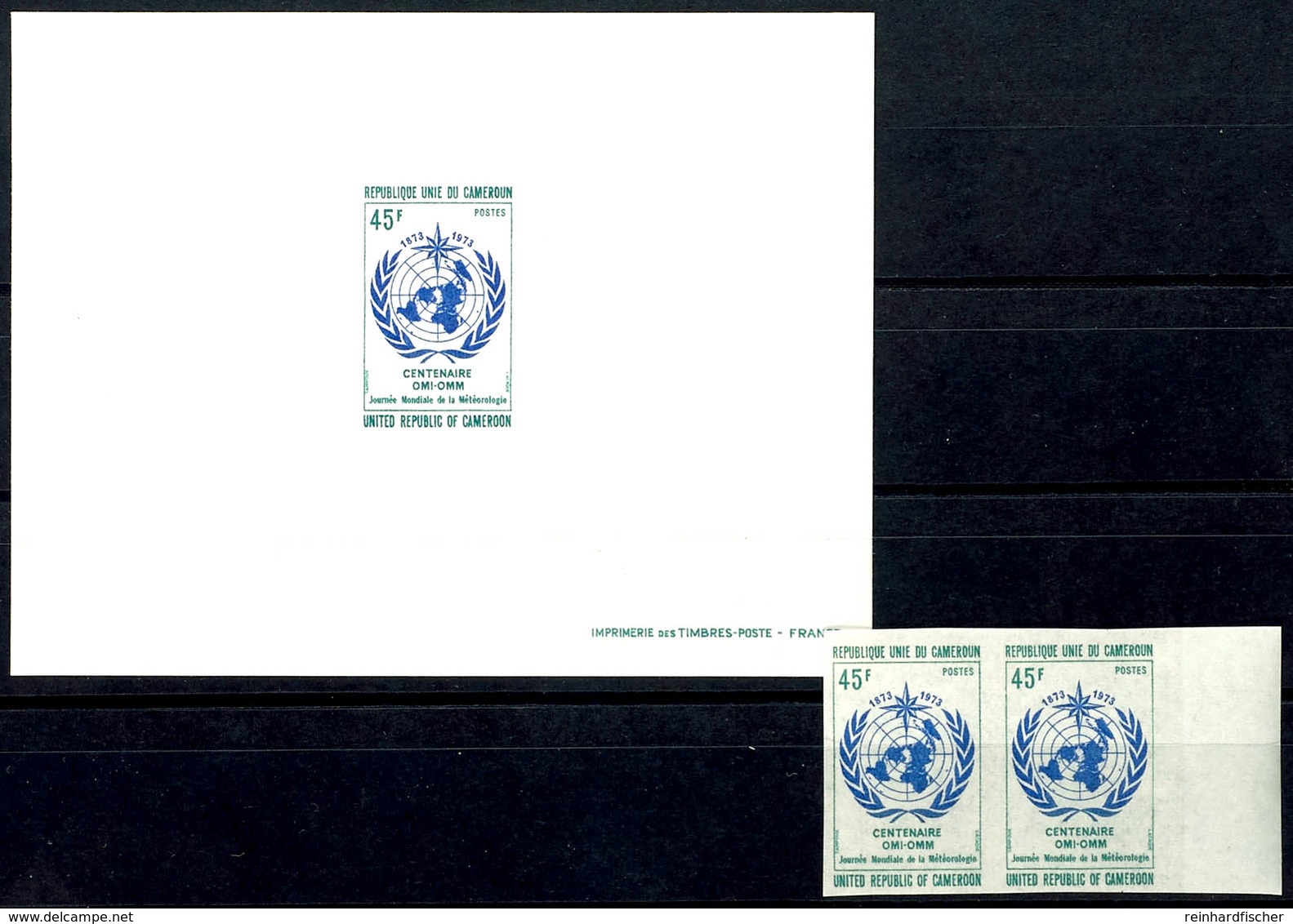 1973, 45 Fr. "100 Jahre Weltorganisation Für Meteorologie", Abart "ungezähnt" Im Paar Sowie Als Épreuve De Luxe, Katalog - Kameroen