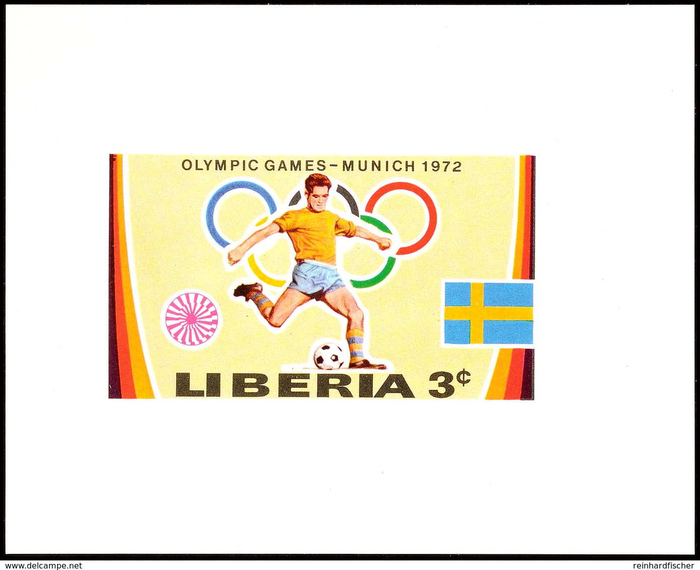 3 C. Olympiade München 1972, Fußball, Als Ungezähnte Probedruck-Blockausgabe, Tadellos Postfrisch, Katalog: 826PU ** - Liberia