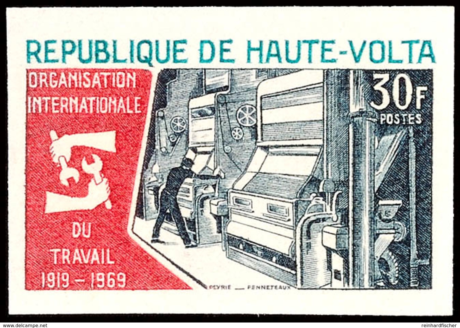 30 Fr. 50 Jahre International Arbeitsorganisation (ILO) 1969, Ungezähnt Statt Gezähnt, Tadellos Postfrisch, Katalog: 257 - Opper-Volta (1958-1984)