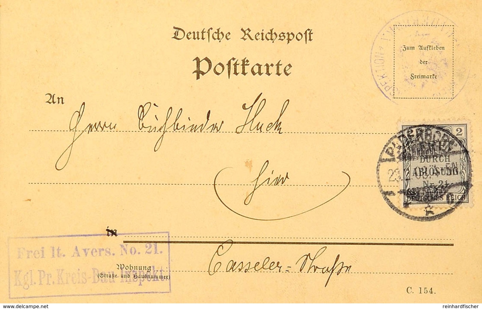 2 Pfg Dunkelblaugrau, Als Portorichtige Einzelfrankatur Mit Stempel "PADERBORN 23.2.03" Nebst Violettem Ra2 "Frei Lt. Av - Andere & Zonder Classificatie