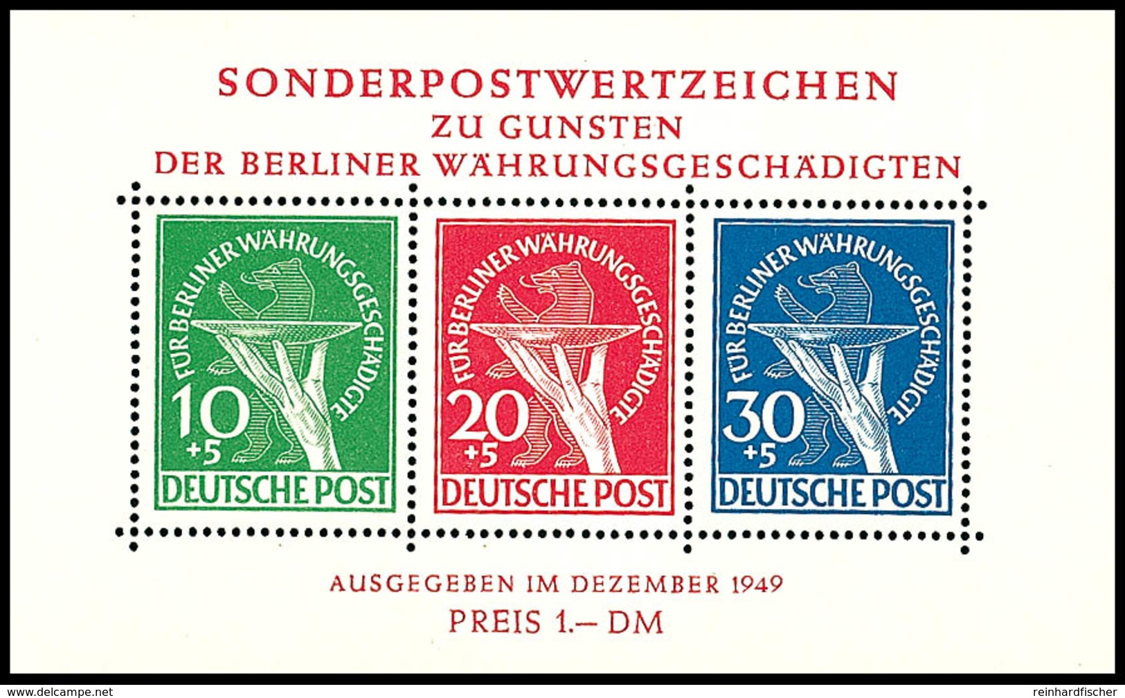 Währungsblock Postfrisch Mit Dem Plattenfehler "zusätzlicher Schraffurstrich", Mi. 2.500.-, Katalog: Bl.1I ** - Andere & Zonder Classificatie