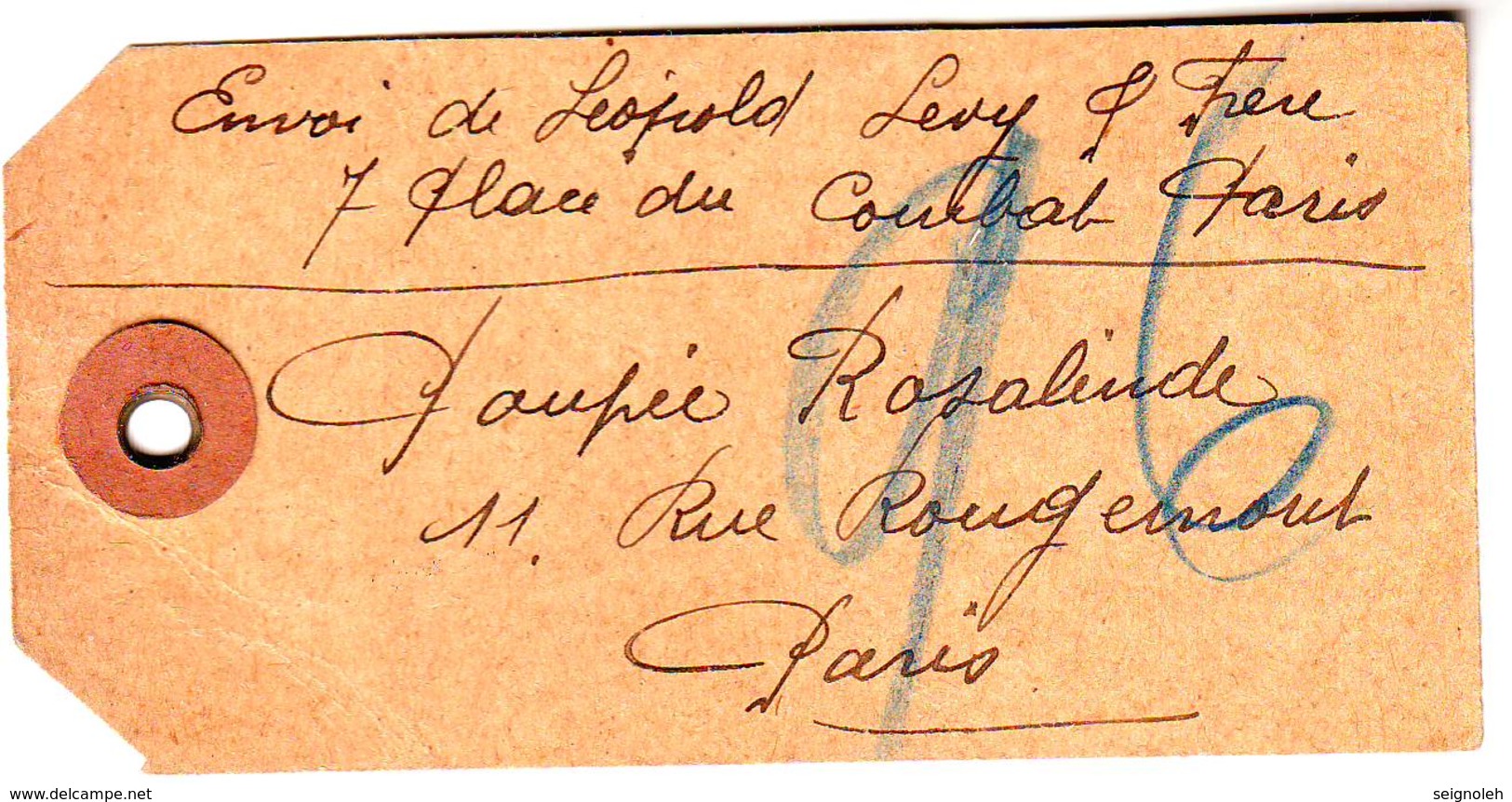 COLIS POSTAUX DE PARIS POUR PARIS Sur Etiquette , RARE Et Authentique !!!!! - 1877-1920: Période Semi Moderne