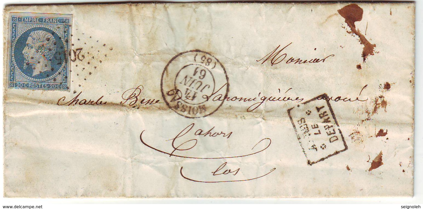 Cachet Fabrication Locale APRES LE DEPART à FLEURONS Lettre De Moissac Lot Et Garonne 1861 - 1849-1876: Période Classique