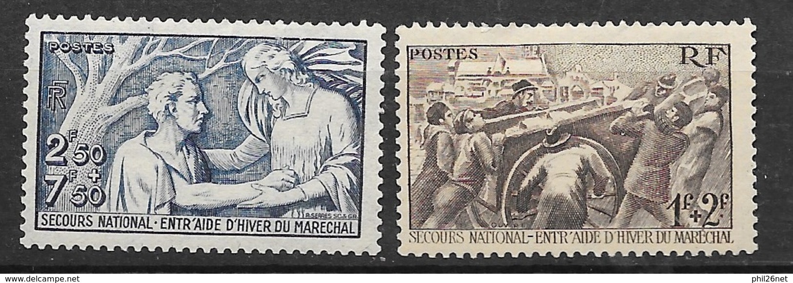 France  N° 497 Et 498  Secours National Neufs *  * B/ TB  = MNH F/VF   - Ungebraucht