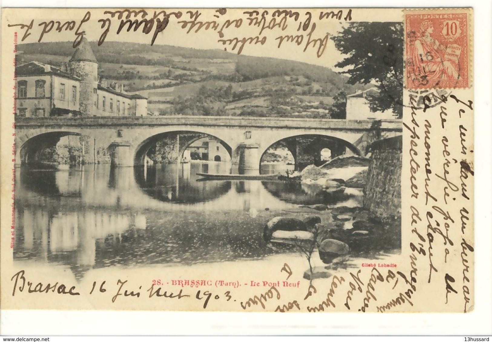 Carte Postale Ancienne Brassac - Le Pont Neuf - Brassac
