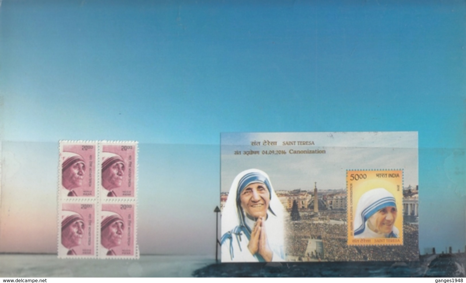 India  12017  SMother Teresa    MS + Stamps + MS FDC  Special P&T Pack  #  24411  C&D Indien Inde India - Mutter Teresa