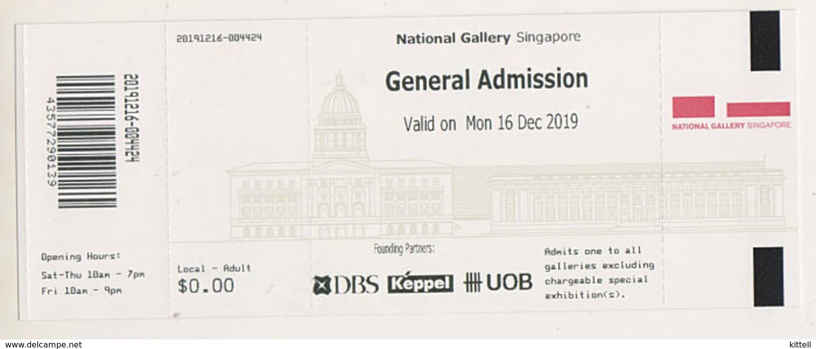 Singapore National Gallery Entrance Ticket Art Museum - Eintrittskarten