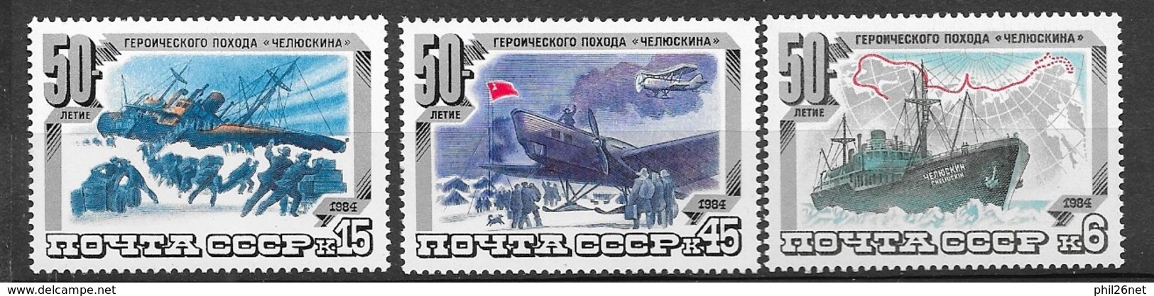 Russie    N°5092 à  5094 Bateaux  Exploration Polaire Tcheliouskin Neufs * * TB= MNH VF   - Expediciones árticas