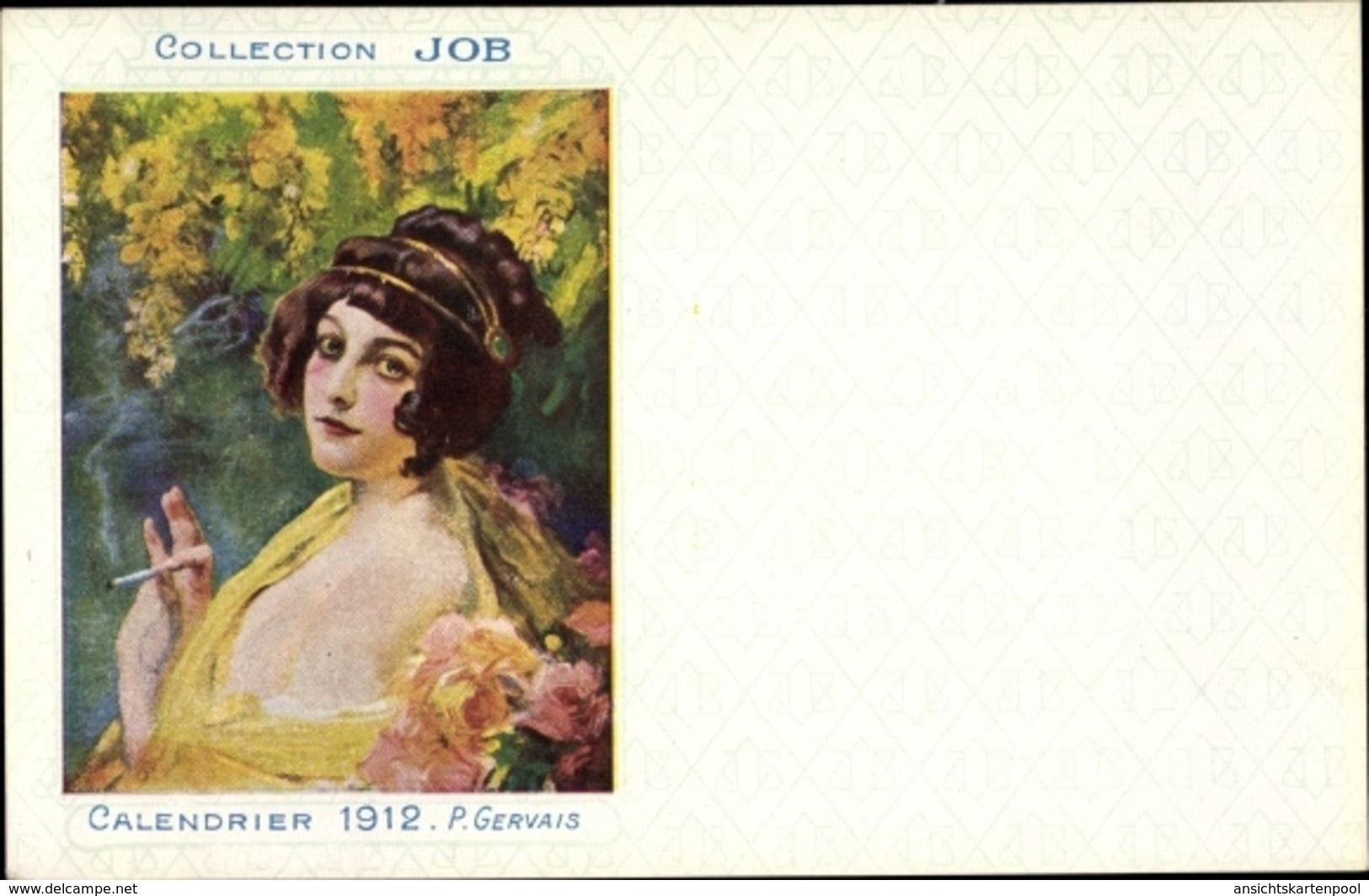 Artiste Cp Gervais, P., Calendrier 1912, Collection Job, Reklame, Rauchende Frau - Andere & Zonder Classificatie