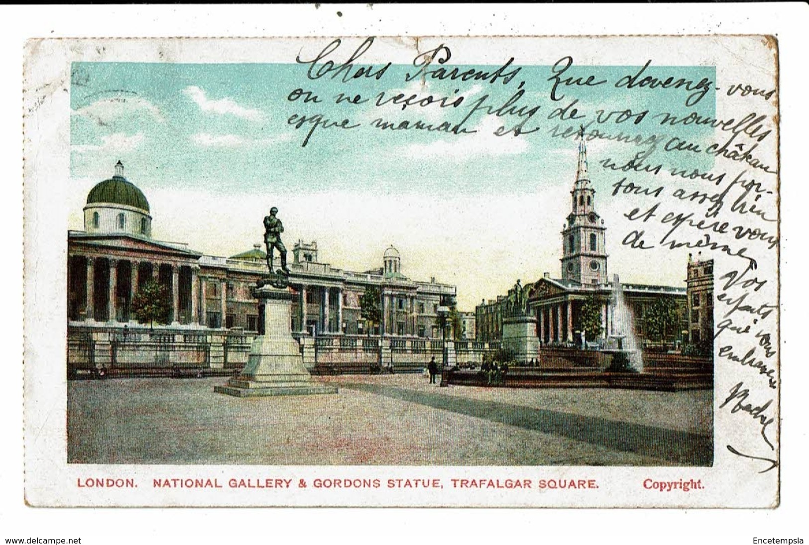 CPA-Carte Postale-Royaume Uni- London- National Gallery- Gordons Statue-1904 VM10487 - Other & Unclassified