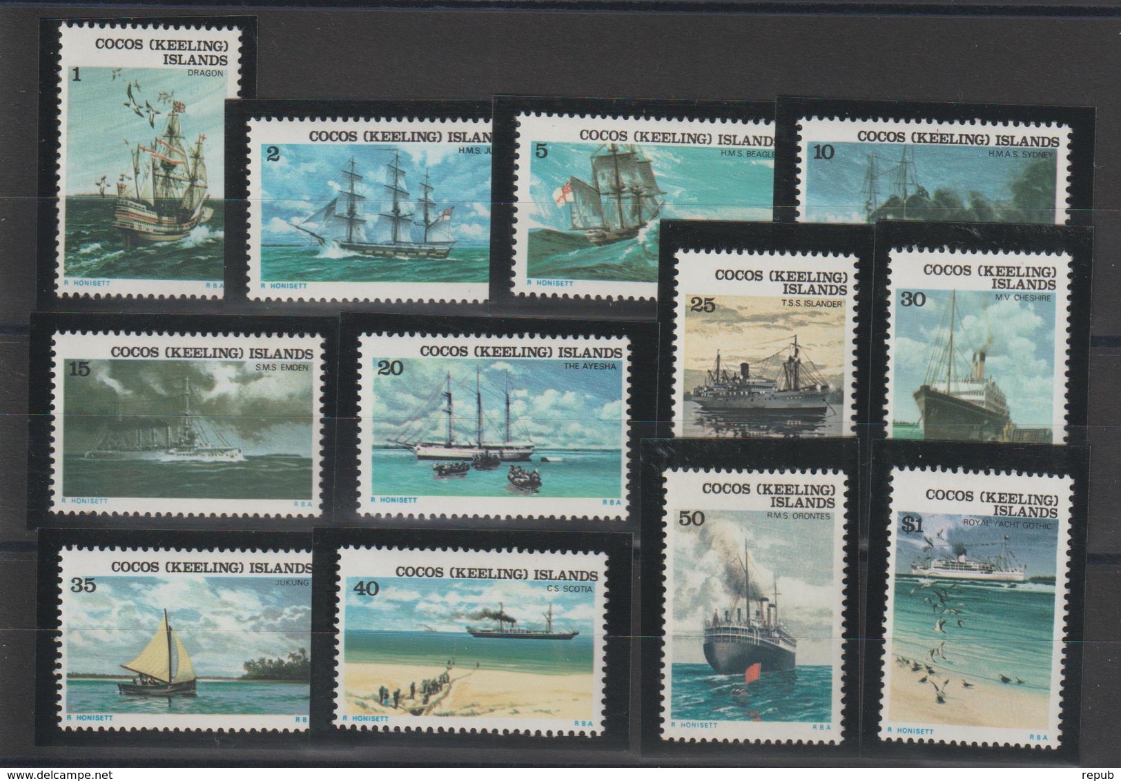 Ile Cocos 1976 Bateaux 20-31 11 Val ** MNH - Cocoseilanden