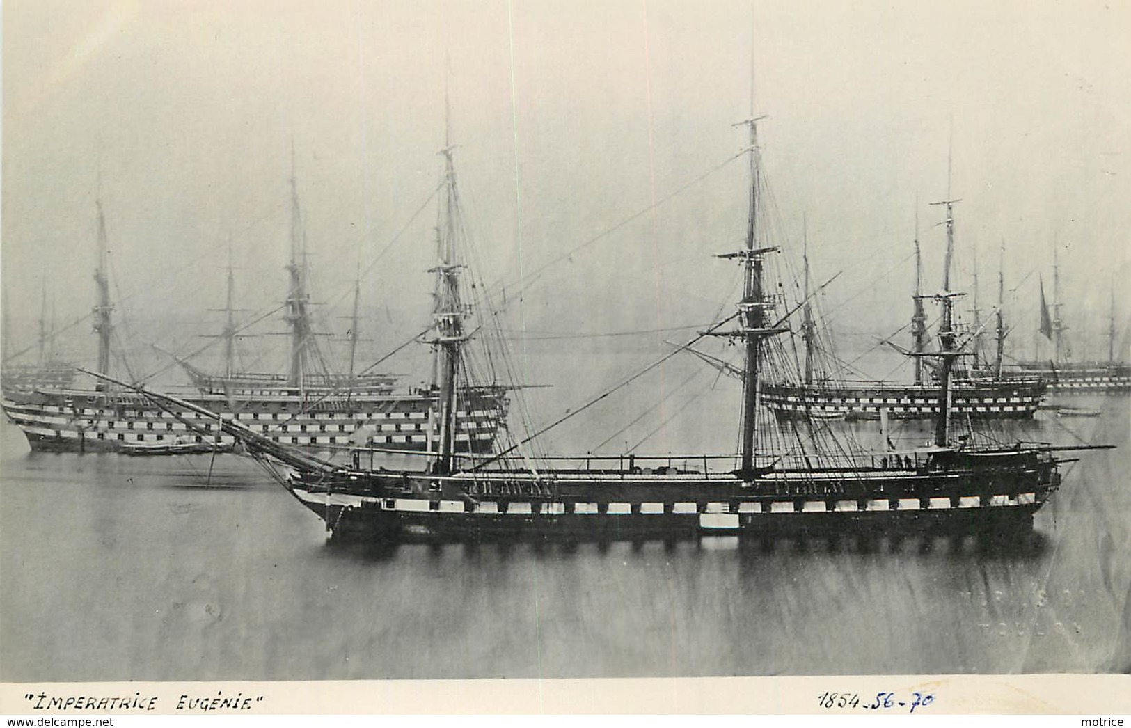 BATEAU DE GUERRE - "impératrice Eugénie" Frégate Mixte, Photo Marius Format Carte Ancienne. - Guerre