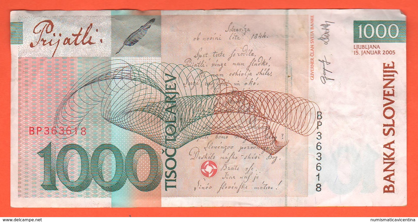 1000 Talleri Tolarjev 2005 Slovenia Slovenje - Eslovenia