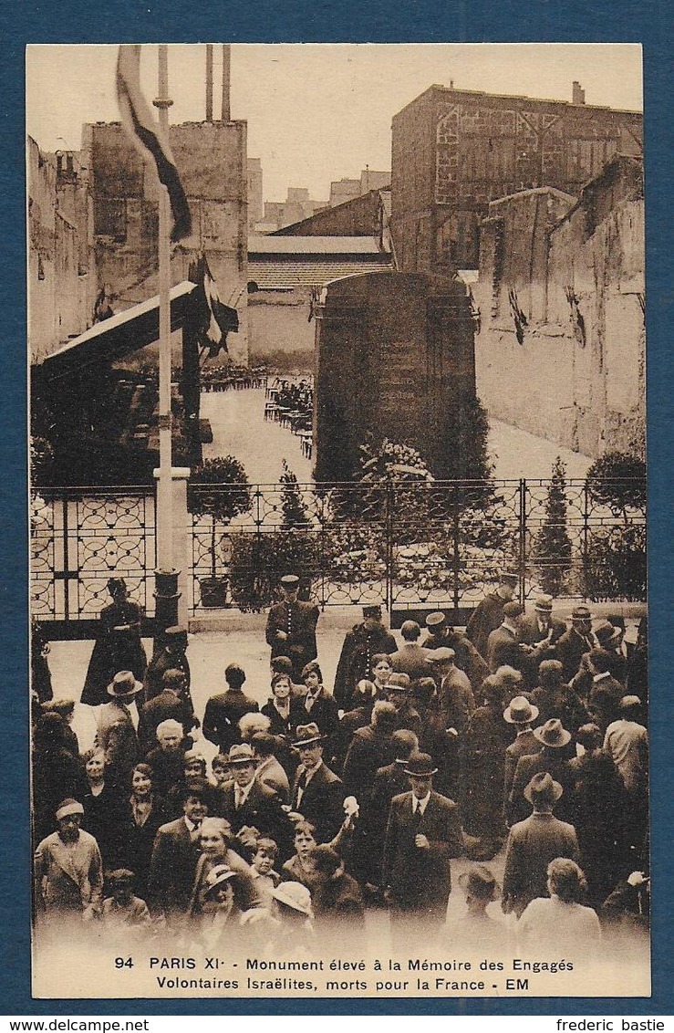 PARIS  XIe - Monument élevé à La Mémoire Des Engagés Volontaires Israëlites - Distretto: 11