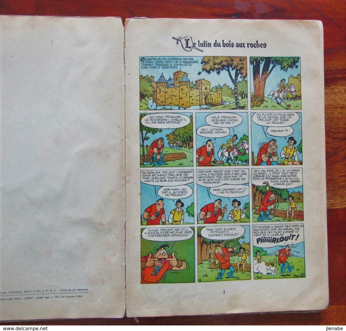 Rare Edition Originale française de 1956 du " Johan et Pirlouit n°3 Le lutin du bois des roches " par PEYO