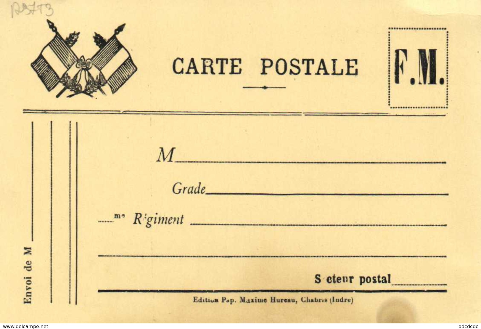 Militaria CARTE POSTALE  F.M. Vierge Edit Pap Maxime Hureau Chabris (Indre RV - Autres & Non Classés