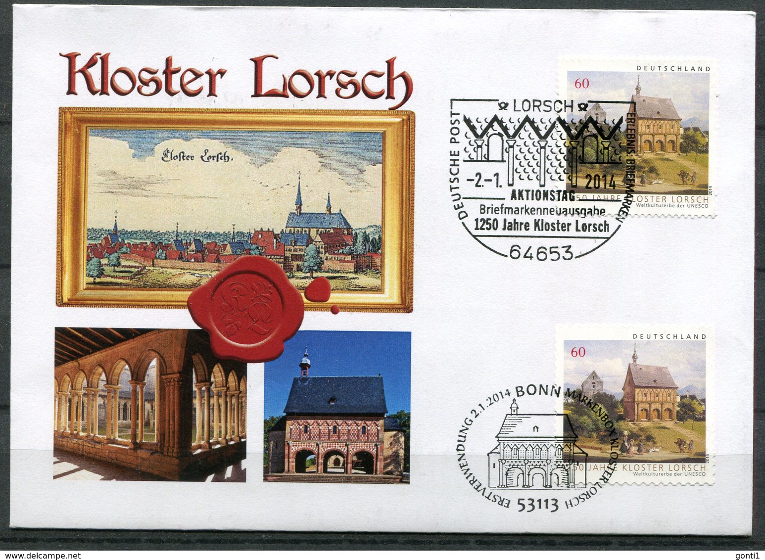 First Day Cover Germany 2014 Mi.Nr.3050+55 (Bogen/SK) Ersttagsbrief"UNESCO-Welterbe,Kloster Lorsch"1 FDC - UNESCO