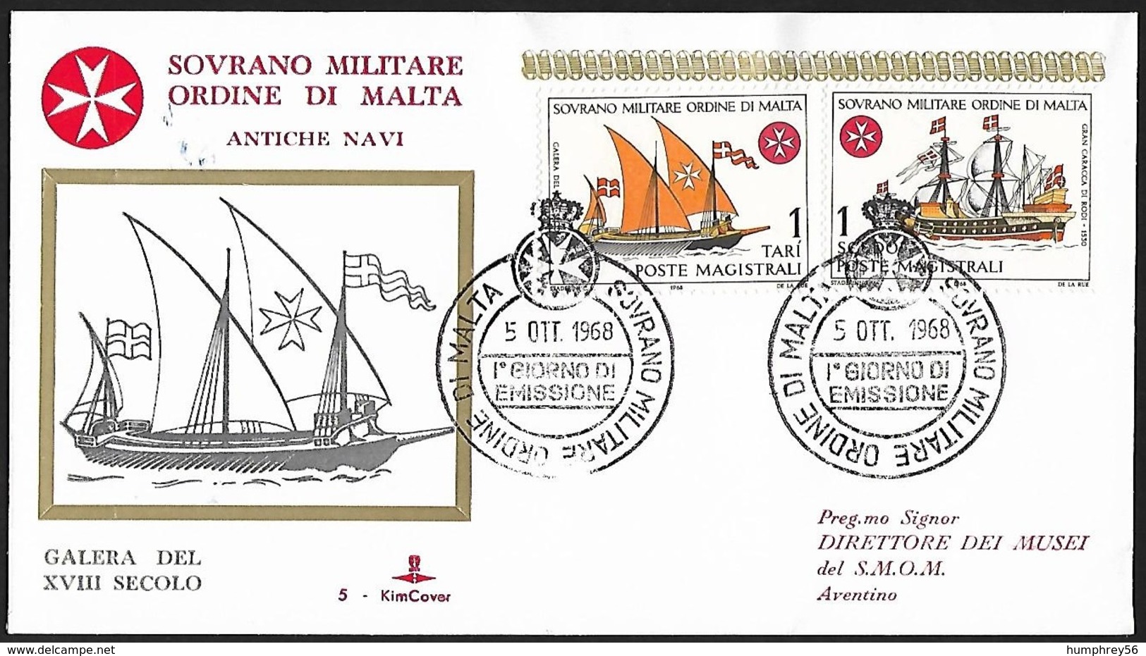 1968 - ORDER OF MALTA - FDC Antique Ships [I] - Y&T 31/32 + SOVRANO MILITARE ORDINE DI MALTA - Malte (Ordre De)