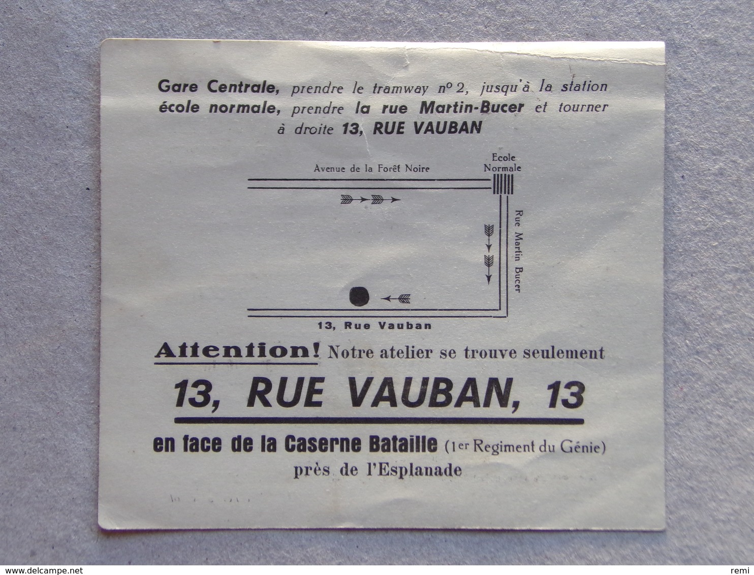 POCHETTE Publicitaire Protège Photo J.Fromm 13 Rue Vauban à Strasbourg En Face La Caserne Bataille 1er Régiment Du Génie - Matériel & Accessoires