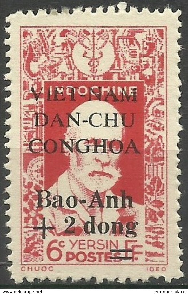 Vietnam - 1946 Dr Yersin Overprint & Surcharge +2d/6c Unused No Gum (as Issued)   Sc 1L49 - Vietnam