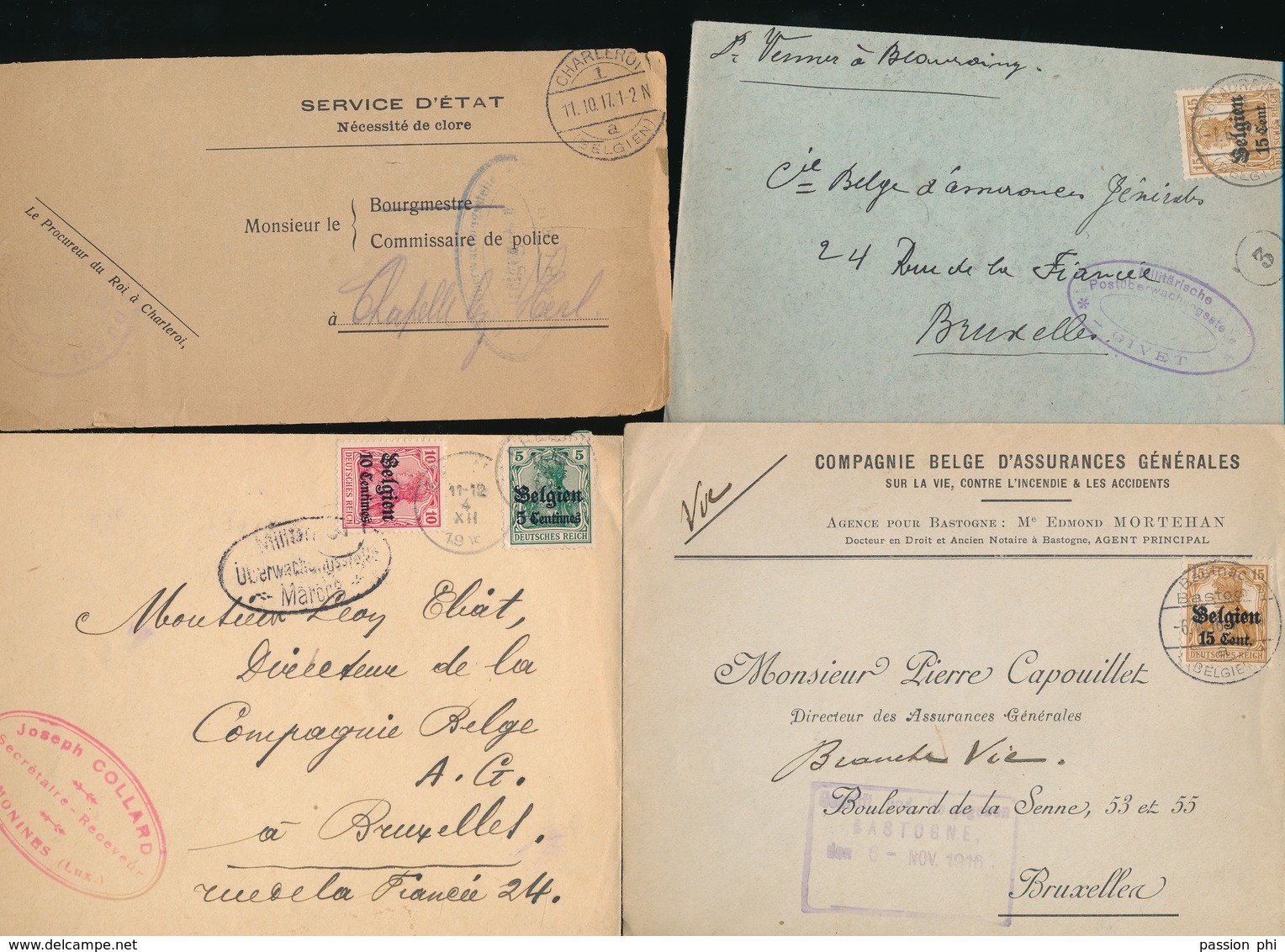 BELGIUM WWI GERMAN OCCUPATION NICE SELECTION OF COVERS ( X 90) - OC1/25 General Government