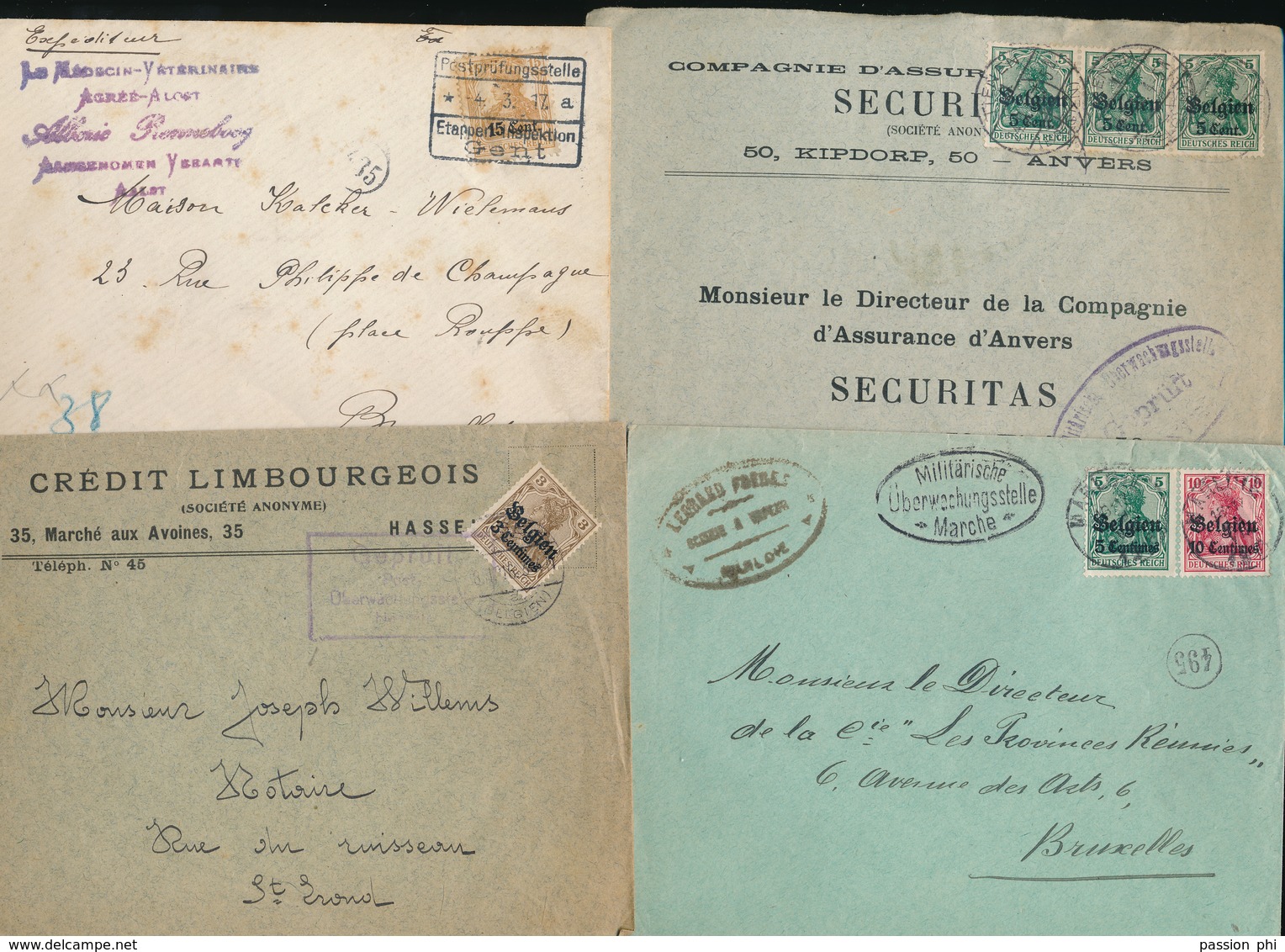 BELGIUM WWI GERMAN OCCUPATION NICE SELECTION OF COVERS ( X 90)