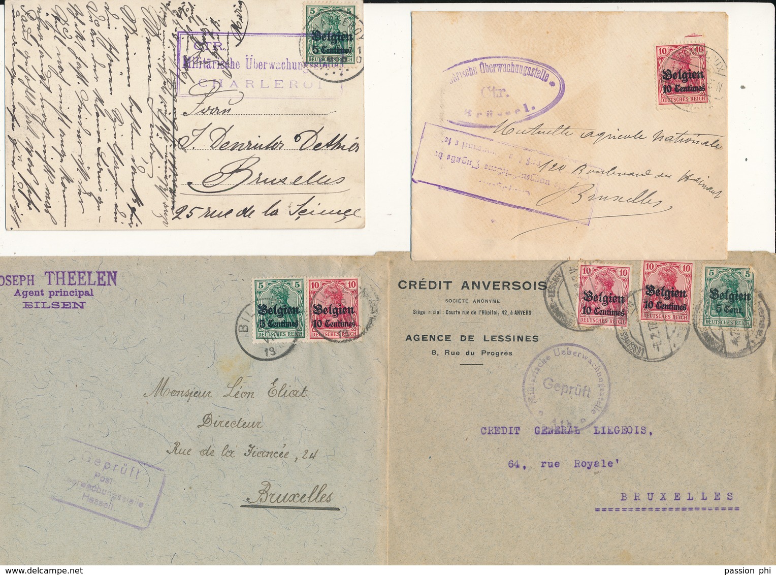 BELGIUM WWI GERMAN OCCUPATION NICE SELECTION OF COVERS ( X 90)