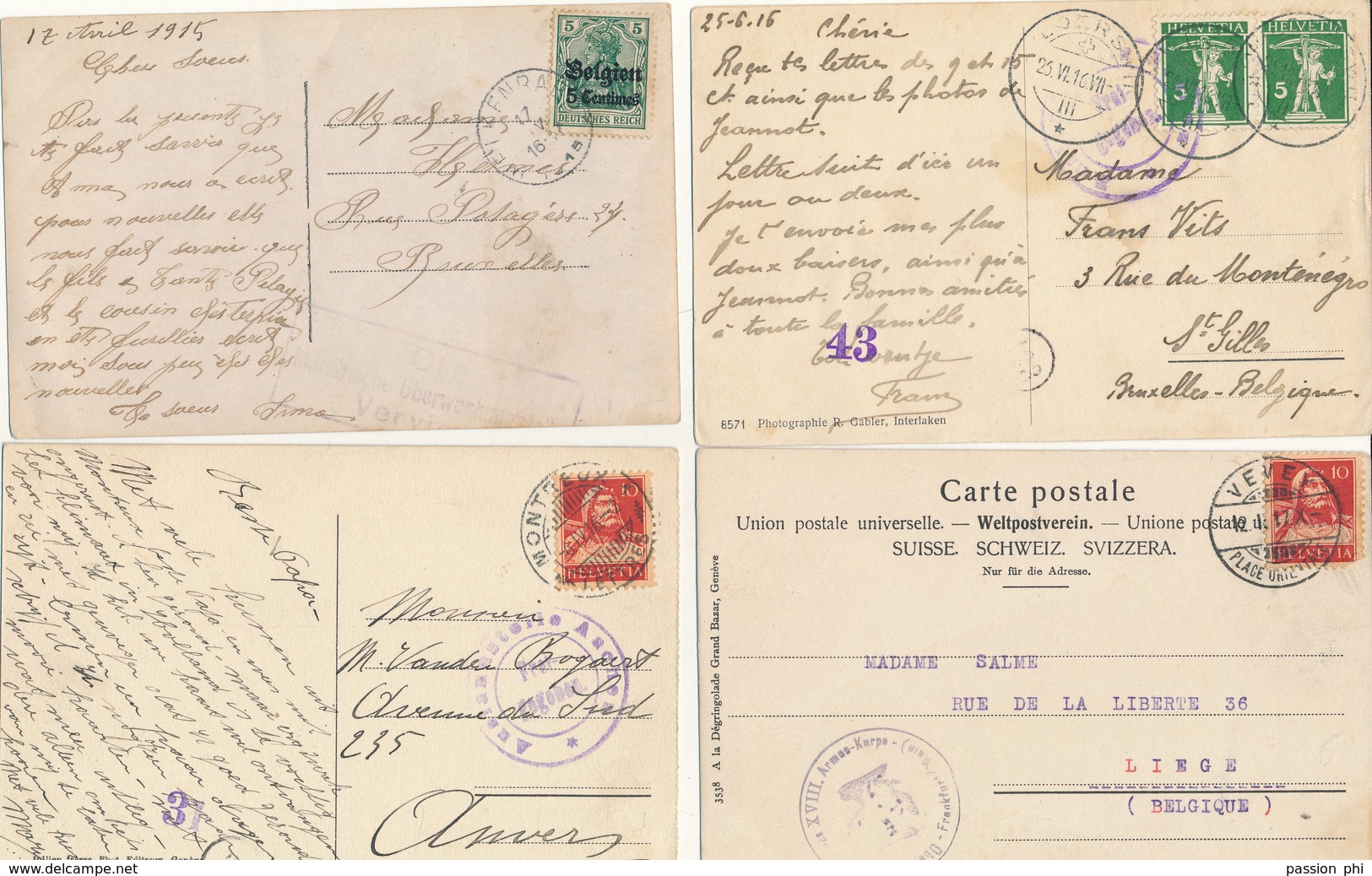 BELGIUM WWI GERMAN OCCUPATION NICE SELECTION OF COVERS ( X 90)