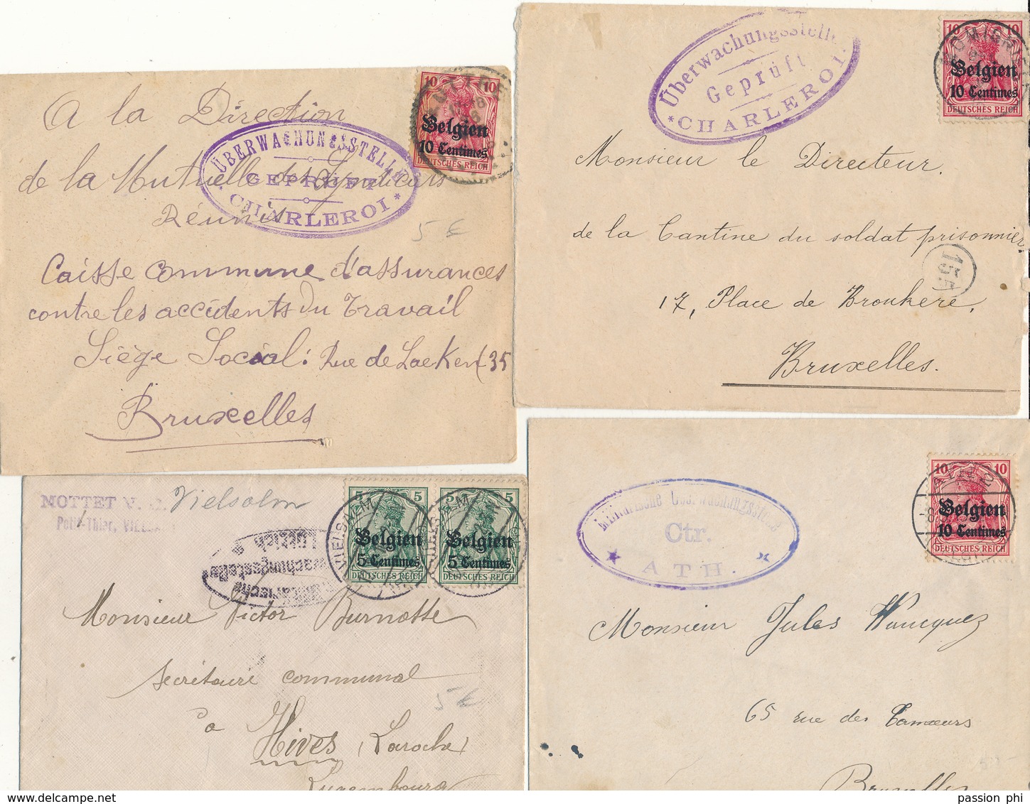 BELGIUM WWI GERMAN OCCUPATION NICE SELECTION OF COVERS ( X 90)