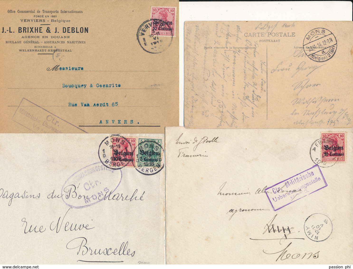 BELGIUM WWI GERMAN OCCUPATION NICE SELECTION OF COVERS ( X 90)