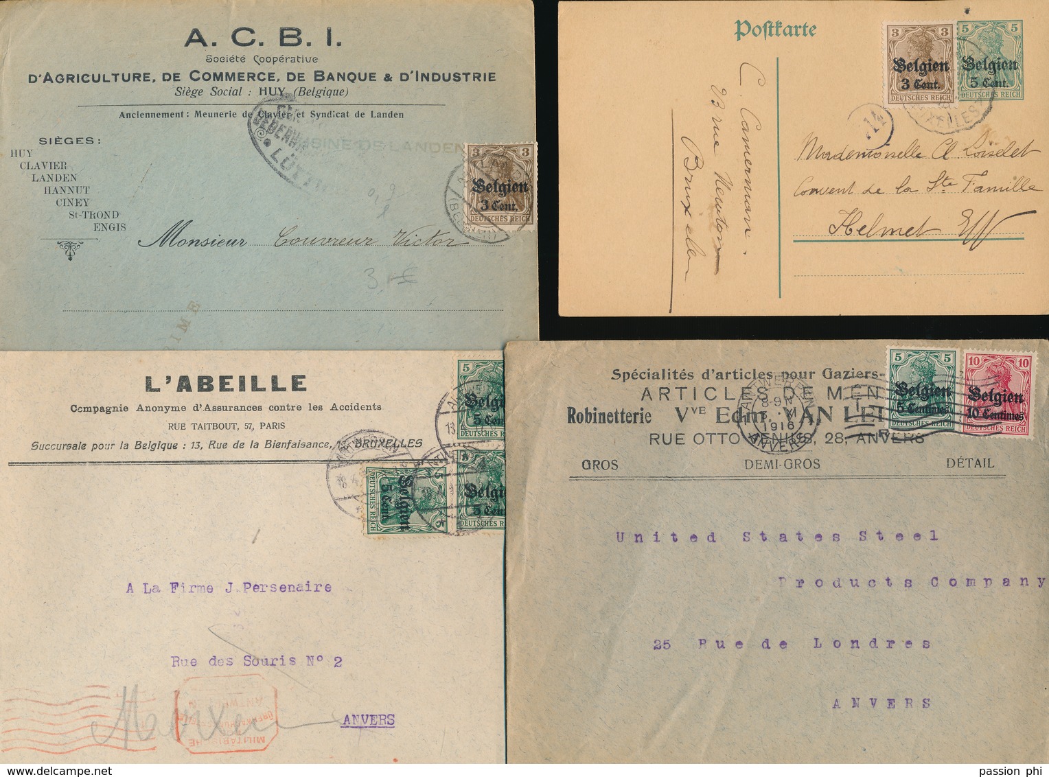 BELGIUM WWI GERMAN OCCUPATION NICE SELECTION OF COVERS ( X 90)