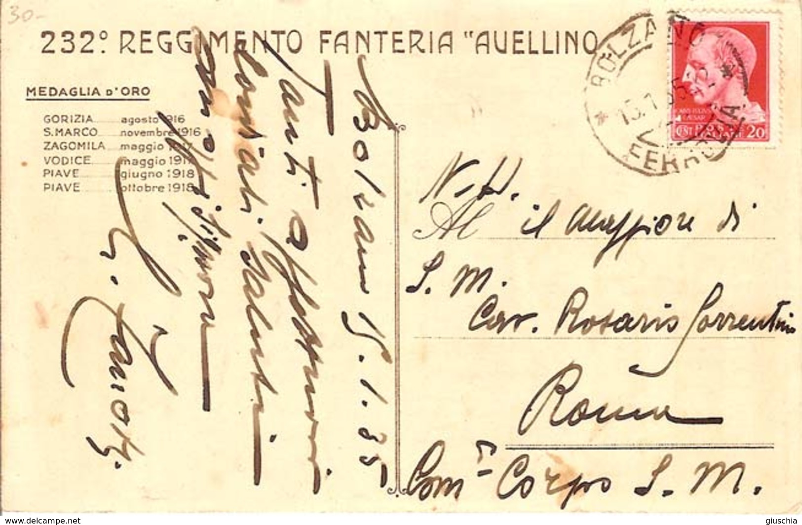 (CM).232° Reggimento Fanteria "Avellino".Illustratore G.Gallino.F.to Piccolo.Viaggiata (224-a16) - Reggimenti