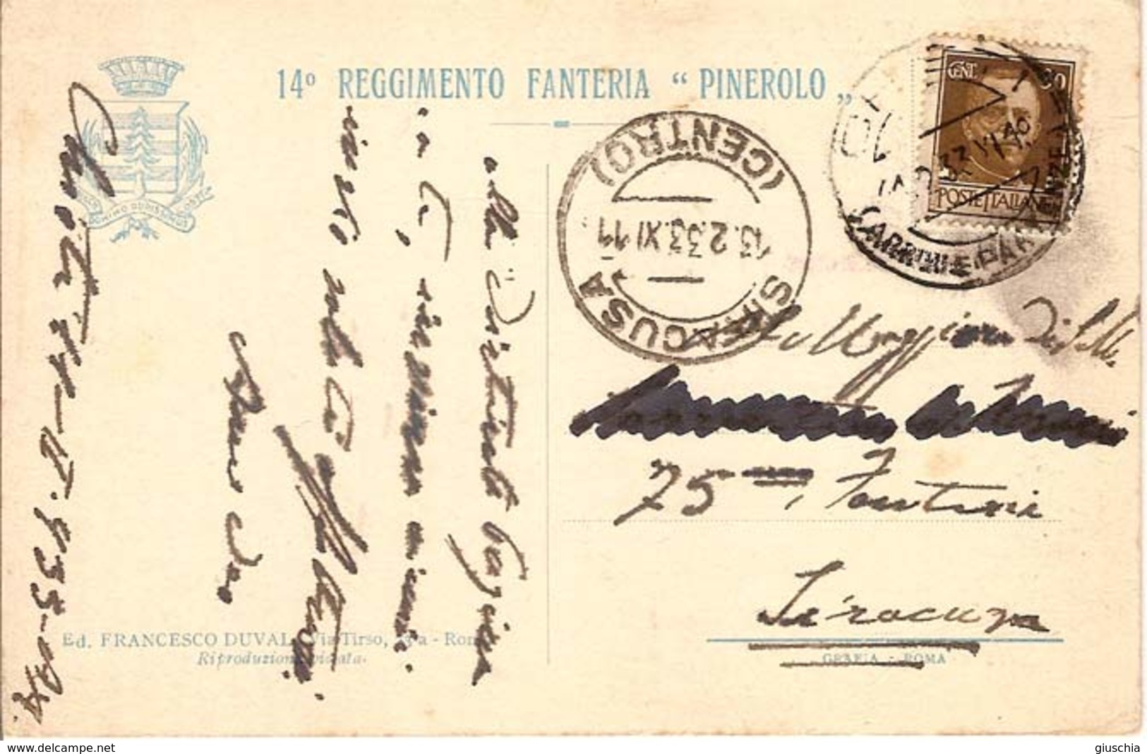 (CM).14° Fanteria-Pinerolo-.ILL. C. Tafuri.F.to Piccolo.Viaggiata (189-a16) - Reggimenti