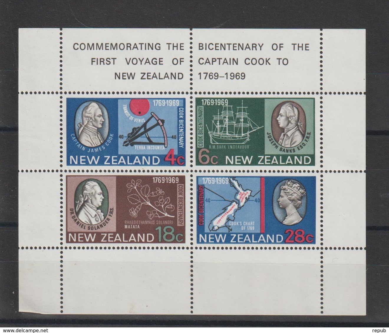 Nouvelle Zélande 1969 1er Voyage Du Capitaine Cook BF 27 ** MNH - Blocks & Kleinbögen