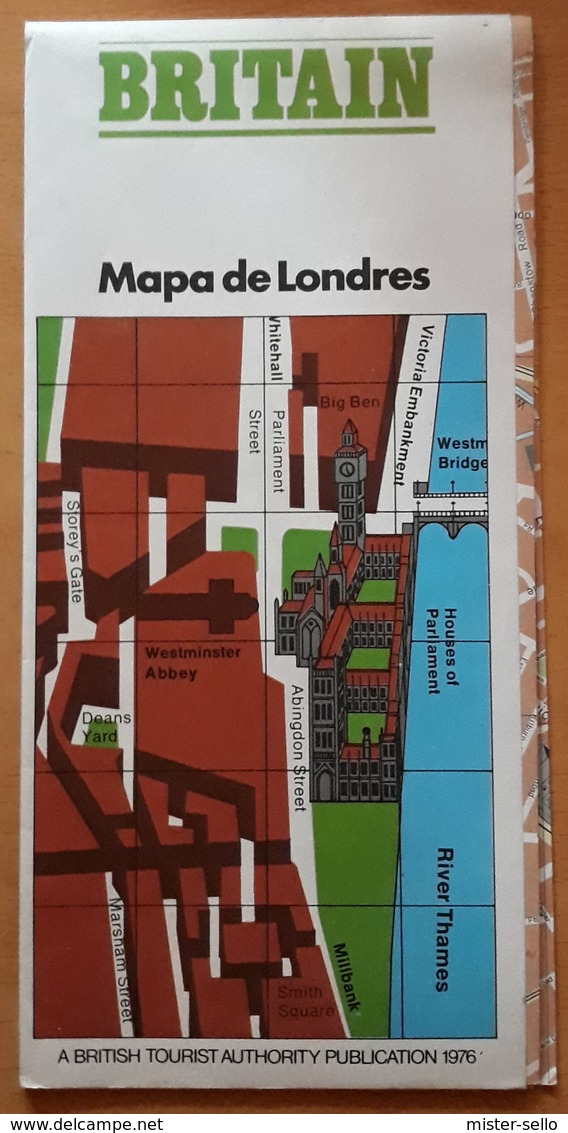 1976 MAPA DE LONDRES CON MAPA DEL METRO DE LONDRES. USADO - USED. - Europa