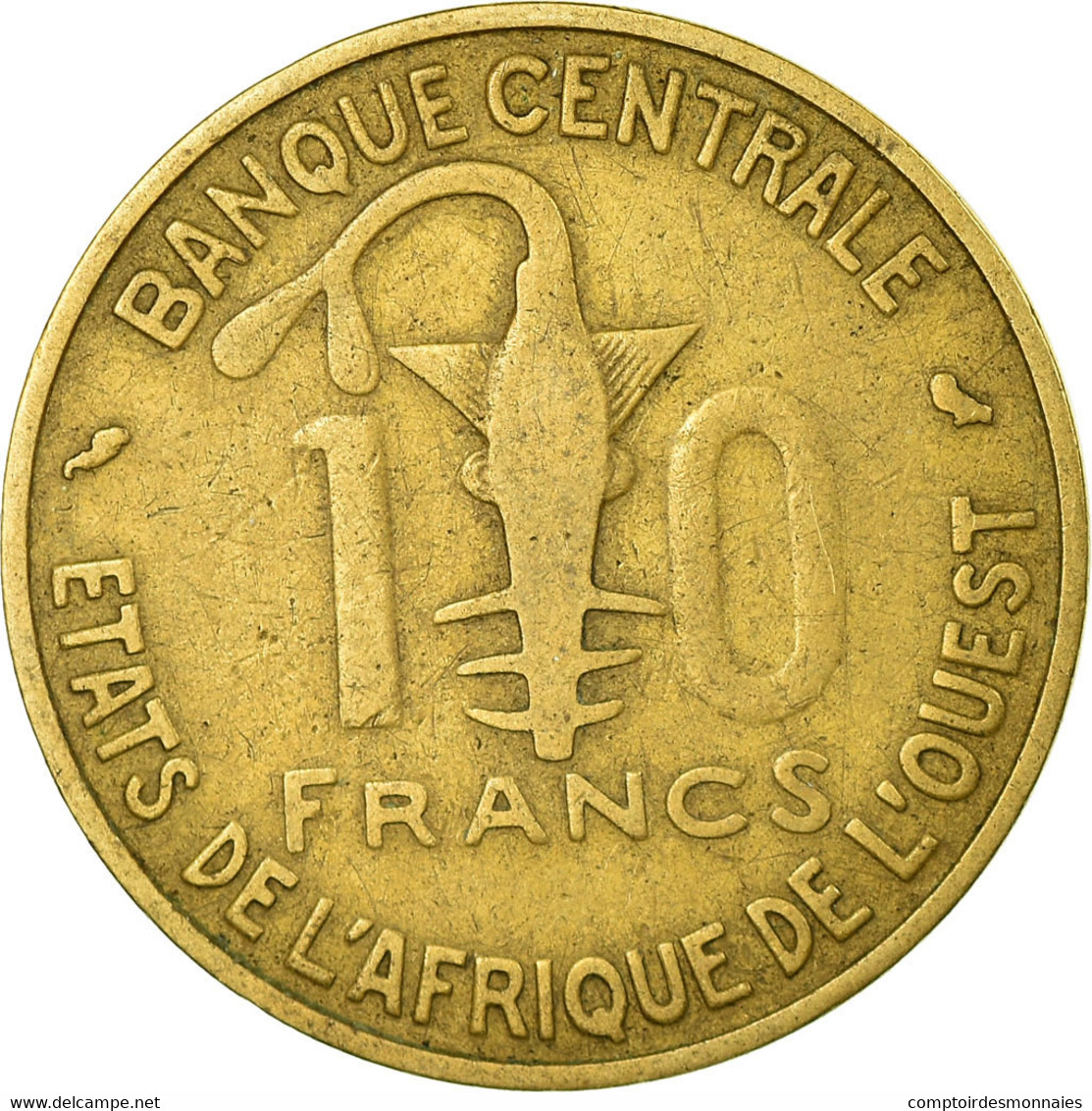 Monnaie, West African States, 10 Francs, 1959, TB+, Aluminum-Bronze, KM:1 - Ivory Coast