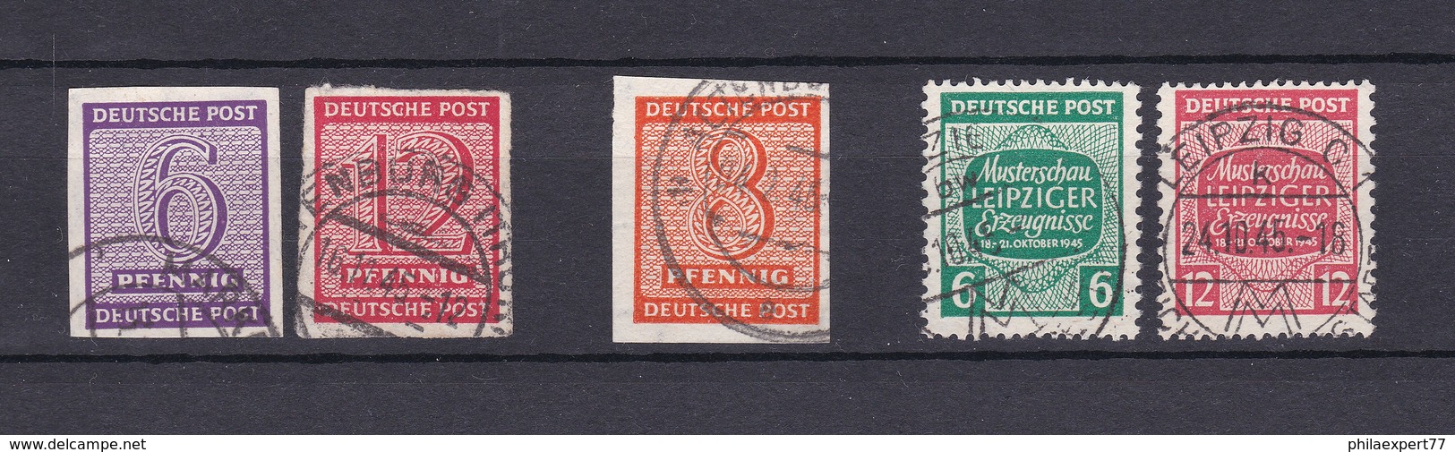 West-Sachsen - 1945 - Michel Nr. 117 X+ 119 X+118 Y+124/25 Y - Gest. - 38 Euro - Sonstige & Ohne Zuordnung