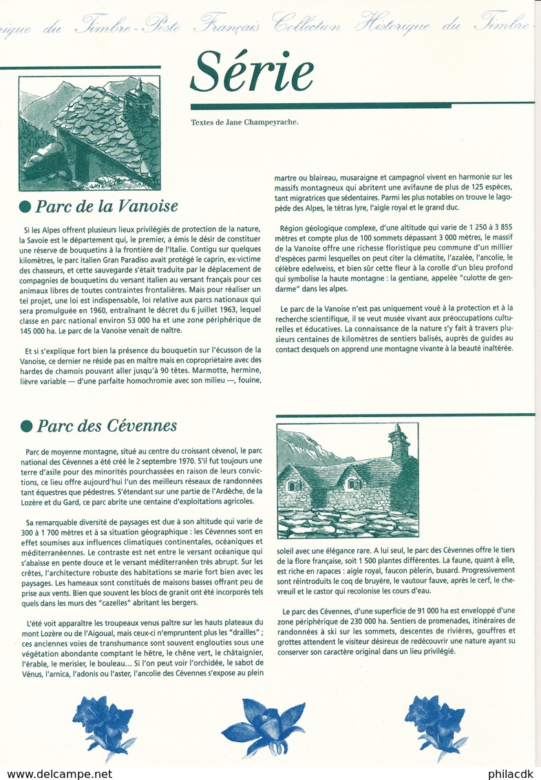 FRANCE - DOCUMENT OFFICIEL SERIE NATURE PARCS NATIONAUX CAD SAINT ETIENNE DU TINEE FLORAC PLANAY 20/4/1996 - Postdokumente